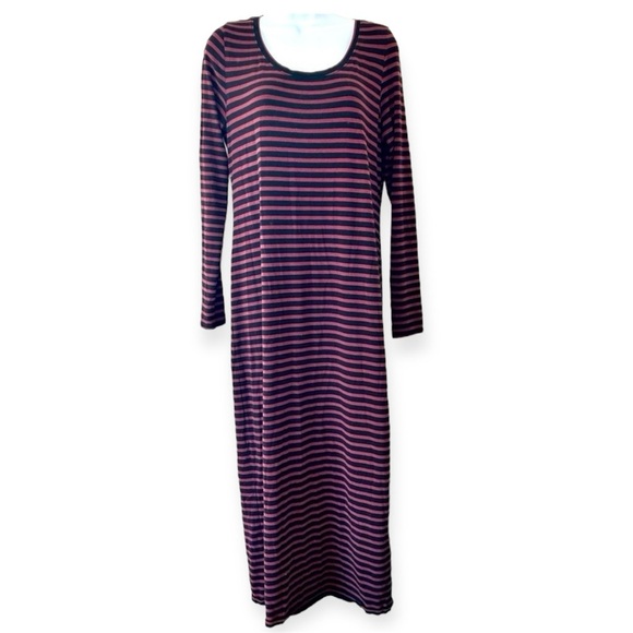 PERUVIAN CONNECTION Andover Pima Cotton Modal Striped Maxi Dress Size L - Picture 1 of 12